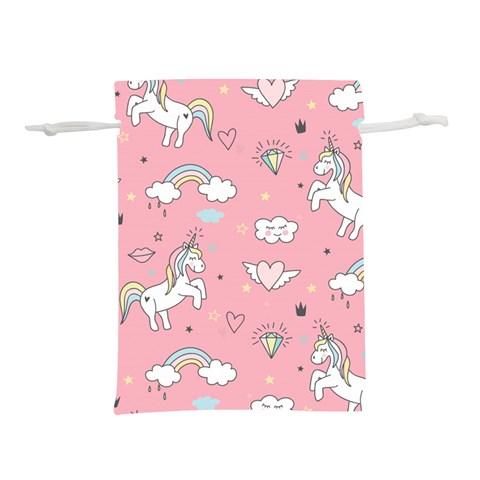 Cute Unicorn Seamless Pattern Lightweight Drawstring Pouch (L) from ArtsNow.com Front