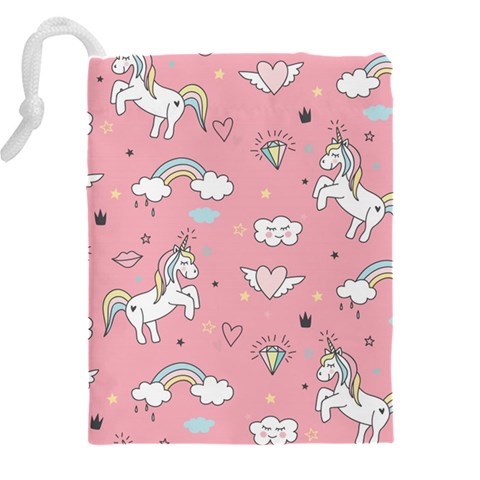Cute Unicorn Seamless Pattern Drawstring Pouch (4XL) from ArtsNow.com Back