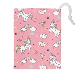 Cute Unicorn Seamless Pattern Drawstring Pouch (5XL) from ArtsNow.com Front