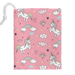 Cute Unicorn Seamless Pattern Drawstring Pouch (5XL) from ArtsNow.com Back