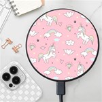 Cute Unicorn Seamless Pattern Wireless Fast Charger(Black)