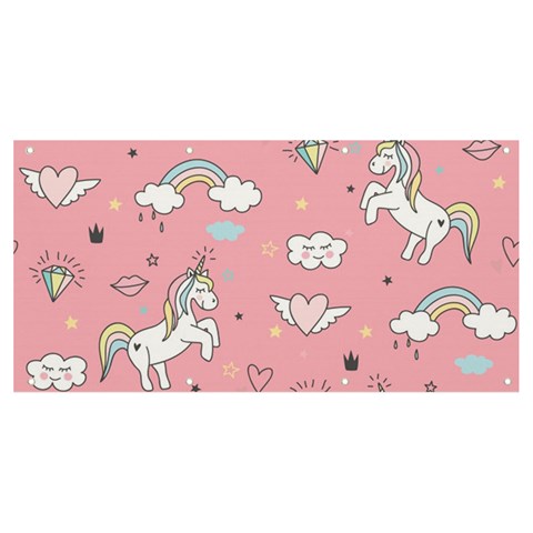 Cute Unicorn Seamless Pattern Banner and Sign 8  x 4  from ArtsNow.com Front