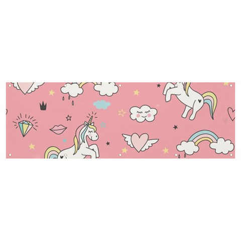Cute Unicorn Seamless Pattern Banner and Sign 12  x 4  from ArtsNow.com Front