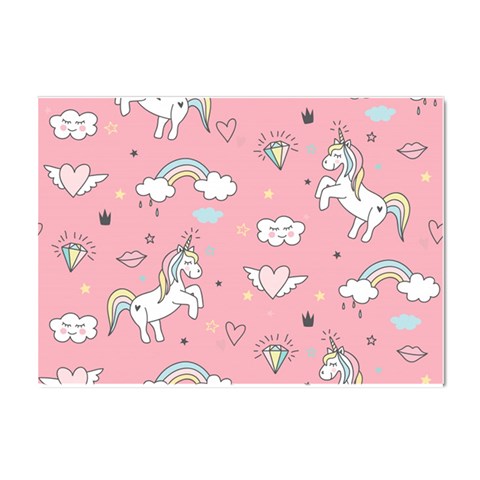 Cute Unicorn Seamless Pattern Crystal Sticker (A4) from ArtsNow.com Front