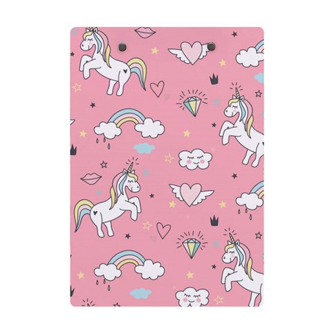 Cute Unicorn Seamless Pattern A5 Acrylic Clipboard from ArtsNow.com Back