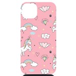 Cute Unicorn Seamless Pattern iPhone 14 Plus Black UV Print Case