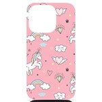 Cute Unicorn Seamless Pattern iPhone 14 Pro Black UV Print Case