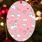 Cute Unicorn Seamless Pattern UV Print Acrylic Ornament Oval
