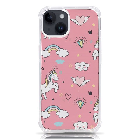 Cute Unicorn Seamless Pattern iPhone 14 TPU UV Print Case from ArtsNow.com Front