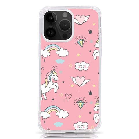 Cute Unicorn Seamless Pattern iPhone 14 Pro Max TPU UV Print Case from ArtsNow.com Front