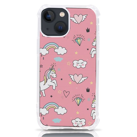 Cute Unicorn Seamless Pattern iPhone 13 mini TPU UV Print Case from ArtsNow.com Front