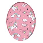 Cute Unicorn Seamless Pattern Oval Glass Fridge Magnet (4 pack)
