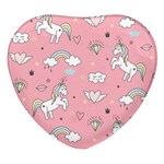 Cute Unicorn Seamless Pattern Heart Glass Fridge Magnet (4 pack)