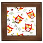 Seamless Pattern Vector Owl Cartoon With Bugs Framed Tile
