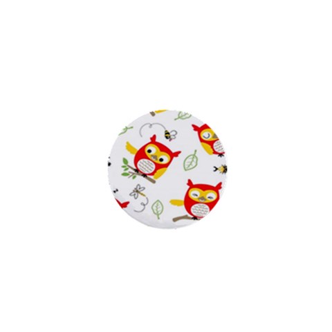 Seamless Pattern Vector Owl Cartoon With Bugs 1  Mini Magnets from ArtsNow.com Front