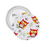 Seamless Pattern Vector Owl Cartoon With Bugs 2.25  Buttons