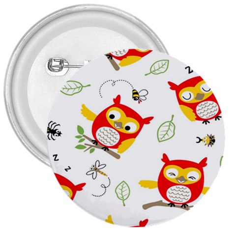 Seamless Pattern Vector Owl Cartoon With Bugs 3  Buttons from ArtsNow.com Front