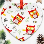 Seamless Pattern Vector Owl Cartoon With Bugs Ornament (Heart)