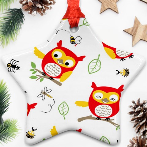 Seamless Pattern Vector Owl Cartoon With Bugs Ornament (Star) from ArtsNow.com Front