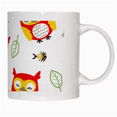 Seamless Pattern Vector Owl Cartoon With Bugs White Mug from ArtsNow.com Right