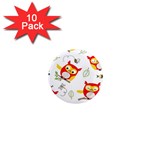 Seamless Pattern Vector Owl Cartoon With Bugs 1  Mini Magnet (10 pack) 