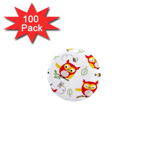 Seamless Pattern Vector Owl Cartoon With Bugs 1  Mini Magnets (100 pack)  from ArtsNow.com Front