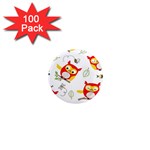 Seamless Pattern Vector Owl Cartoon With Bugs 1  Mini Magnets (100 pack) 