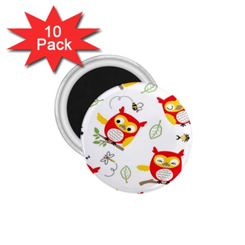Seamless Pattern Vector Owl Cartoon With Bugs 1.75  Magnets (10 pack)  from ArtsNow.com Front