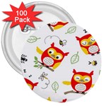 Seamless Pattern Vector Owl Cartoon With Bugs 3  Buttons (100 pack) 