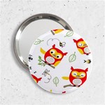 Seamless Pattern Vector Owl Cartoon With Bugs 2.25  Handbag Mirrors