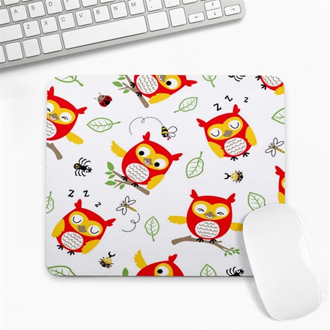 Seamless Pattern Vector Owl Cartoon With Bugs Large Mousepad from ArtsNow.com Front