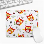 Seamless Pattern Vector Owl Cartoon With Bugs Large Mousepad