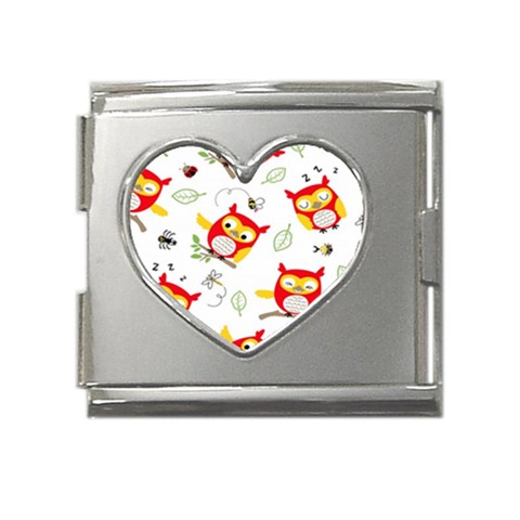 Seamless Pattern Vector Owl Cartoon With Bugs Mega Link Heart Italian Charm (18mm) from ArtsNow.com Front