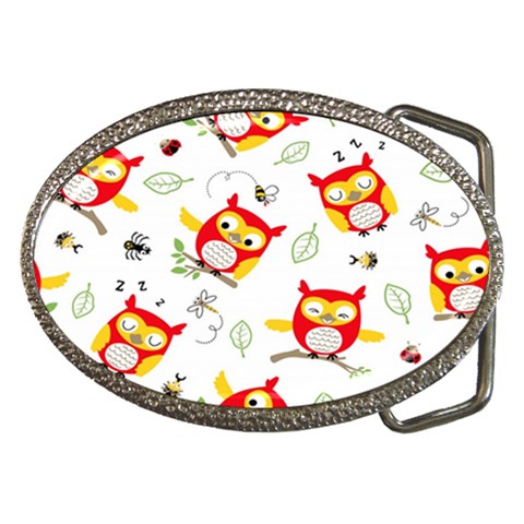 Seamless Pattern Vector Owl Cartoon With Bugs Belt Buckles from ArtsNow.com Front