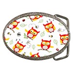 Seamless Pattern Vector Owl Cartoon With Bugs Belt Buckles