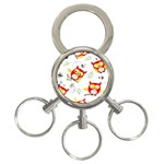 Seamless Pattern Vector Owl Cartoon With Bugs 3-Ring Key Chain