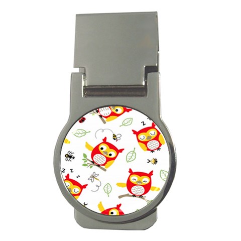 Seamless Pattern Vector Owl Cartoon With Bugs Money Clips (Round)  from ArtsNow.com Front