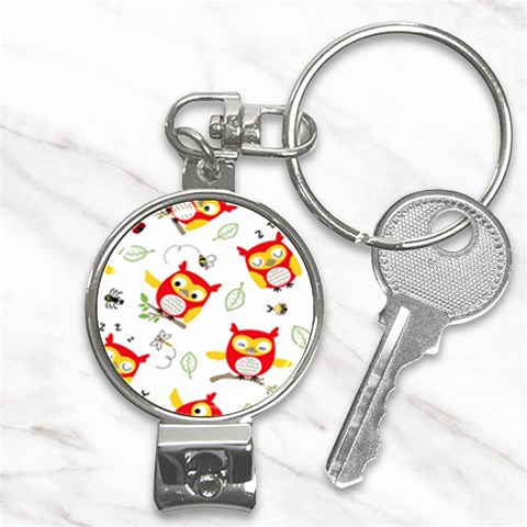 Seamless Pattern Vector Owl Cartoon With Bugs Nail Clippers Key Chain from ArtsNow.com Front