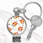 Seamless Pattern Vector Owl Cartoon With Bugs Nail Clippers Key Chain