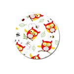 Seamless Pattern Vector Owl Cartoon With Bugs Magnet 3  (Round)