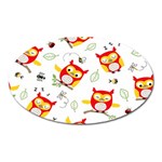 Seamless Pattern Vector Owl Cartoon With Bugs Oval Magnet