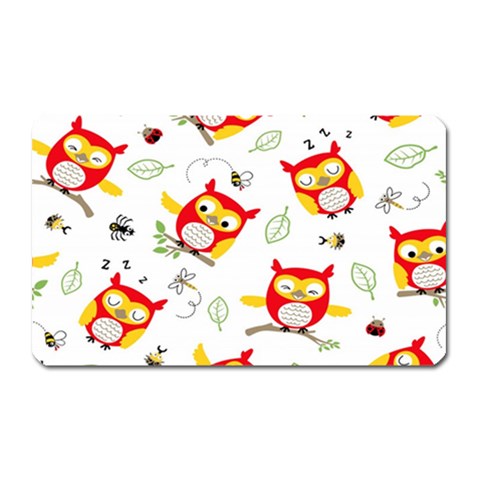 Seamless Pattern Vector Owl Cartoon With Bugs Magnet (Rectangular) from ArtsNow.com Front