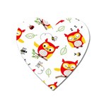 Seamless Pattern Vector Owl Cartoon With Bugs Heart Magnet