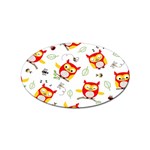 Seamless Pattern Vector Owl Cartoon With Bugs Sticker Oval (10 pack)