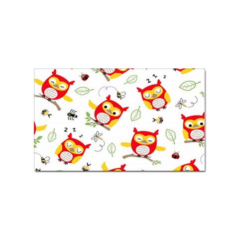 Seamless Pattern Vector Owl Cartoon With Bugs Sticker Rectangular (10 pack) from ArtsNow.com Front