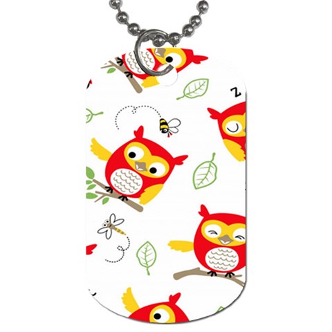 Seamless Pattern Vector Owl Cartoon With Bugs Dog Tag (Two Sides) from ArtsNow.com Front