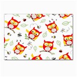 Seamless Pattern Vector Owl Cartoon With Bugs Postcard 4 x 6  (Pkg of 10)