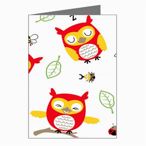 Seamless Pattern Vector Owl Cartoon With Bugs Greeting Card from ArtsNow.com Left