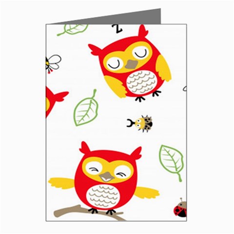 Seamless Pattern Vector Owl Cartoon With Bugs Greeting Cards (Pkg of 8) from ArtsNow.com Left