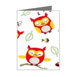 Seamless Pattern Vector Owl Cartoon With Bugs Mini Greeting Card